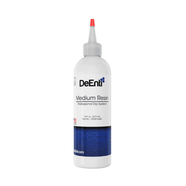 A 16 fl oz (473 ml) large refill bottle of DeEnti professional resin for dip nail systems.