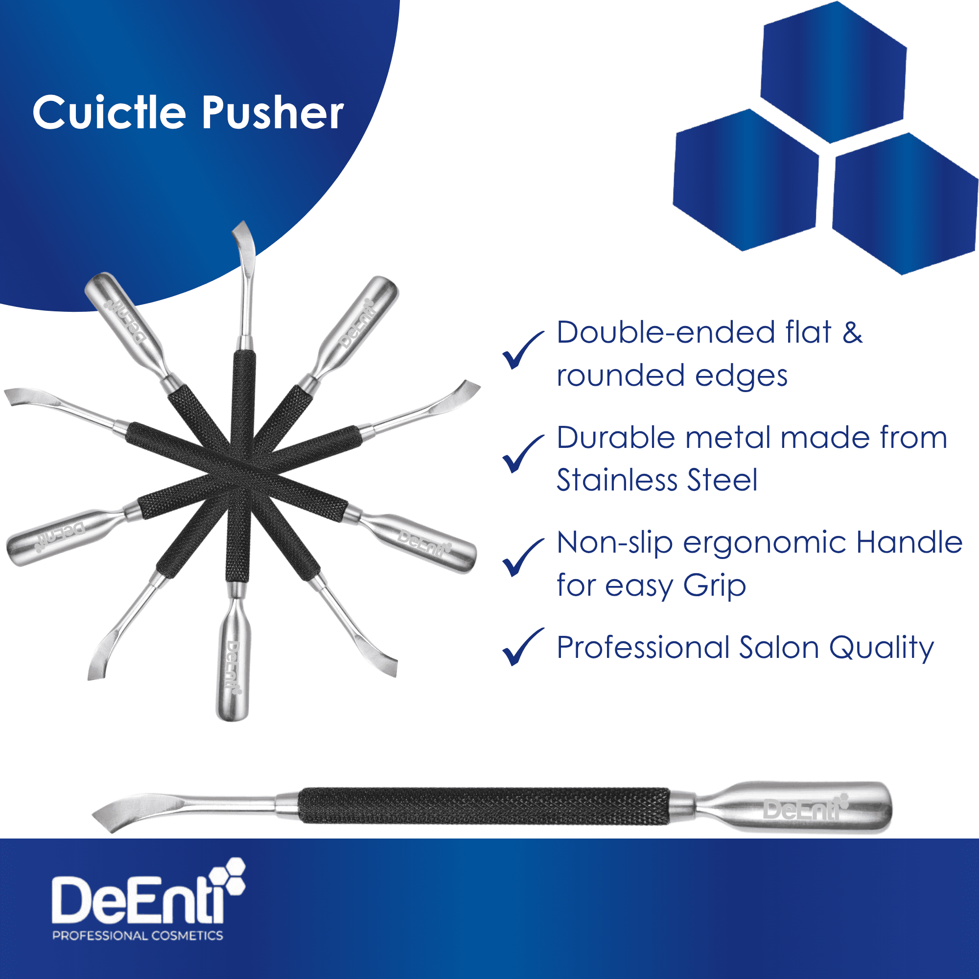 Premium Cuticle Pusher - Stainless Steel w/ Black Coating - Image 2