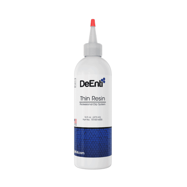 A large 16 fl oz (473 ml) refill bottle of DeEnti Thin Resin, the base coat for the Professional Dip System.