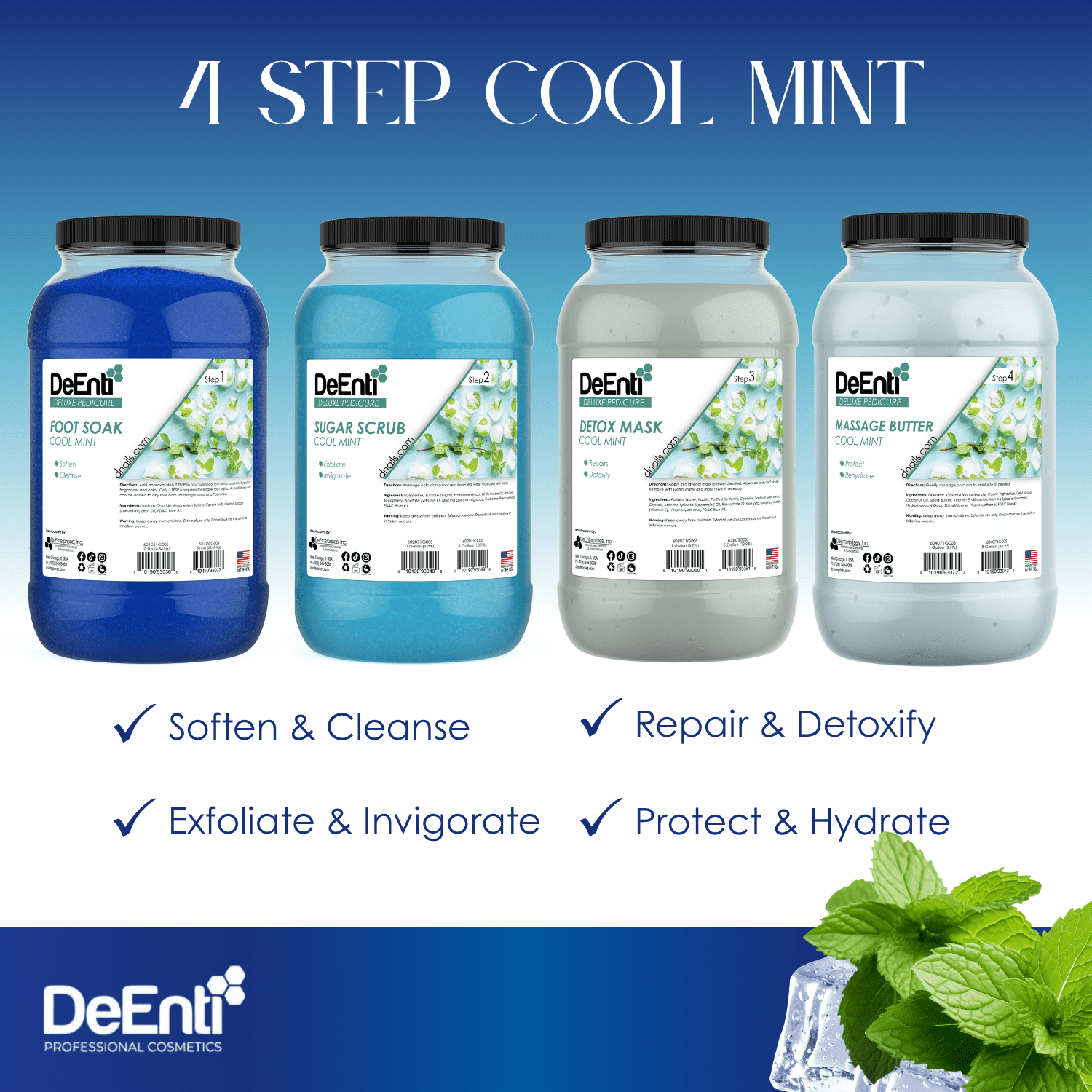 Cool Mint Deluxe 4 Step Pedicure - 1 Gallon - Image 2